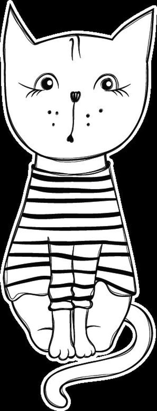 Çizgili Kazaklı Kedi Duvar Stickerı