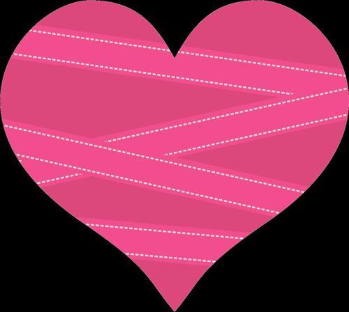 Çizgili Pembe Kalp Duvar Stickerı