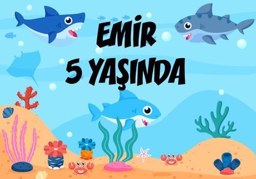 Deniz ve Balıklar Doğum Günü Afişi - 35x50 Cm