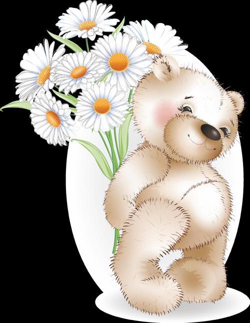 Daisy Çiçekli Ayıcık Duvar Stickerı