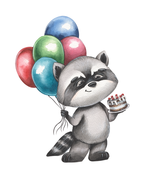 Balonlu Rakun Duvar Stickerı