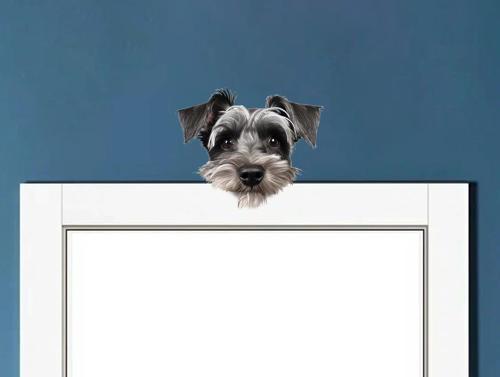 Gri Siyah Schnauzer Köpek Kafası Duvar Sticker'ı