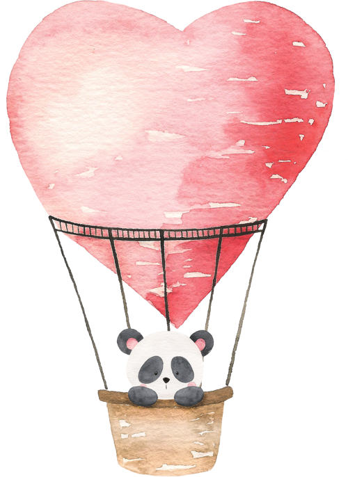 Balon Sepetinde Panda Duvar Stickerı