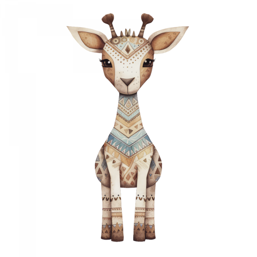 Etnik Desenli Zarif Zürafa Duvar Stickerı