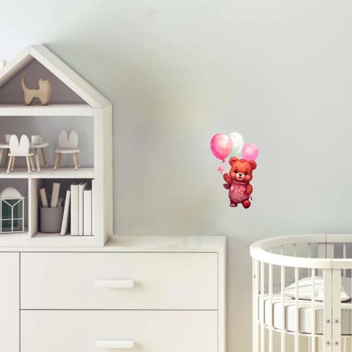 Balon Tutan Kız Ayıcık Duvar Stickerı