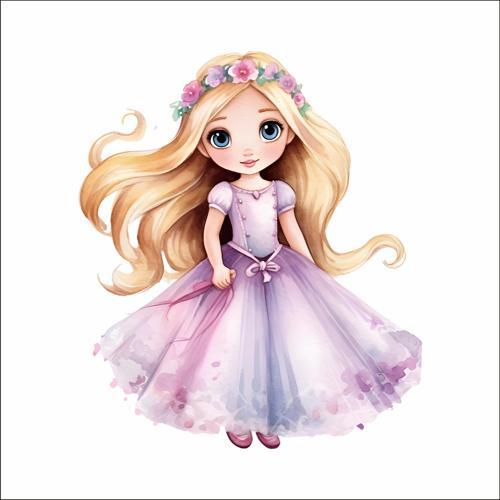 Çiçek Taçlı Mor Prenses Duvar Stickerı