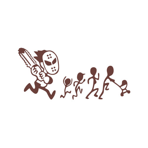 Jason Voorhees Koşan Aile Komik Sticker 17x17 Cm Kahverengi