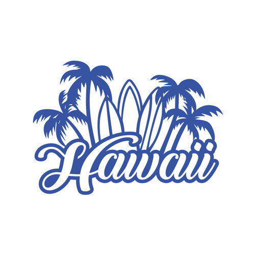 Hawaii Sticker 17x17 Cm Mavi