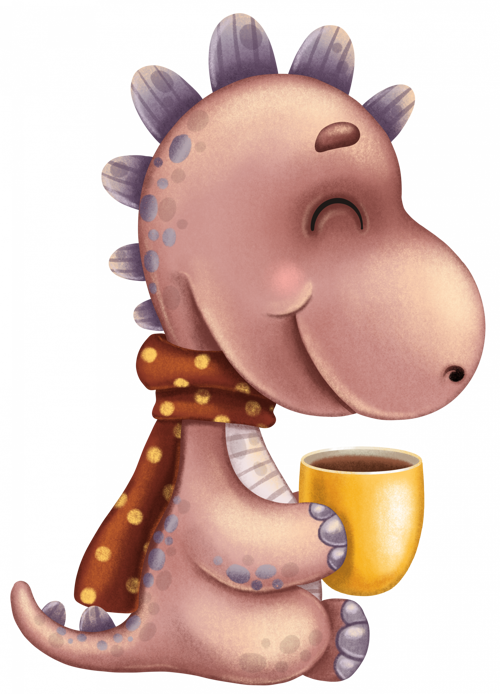 Kahve İçen Dinozor Duvar Stickerı