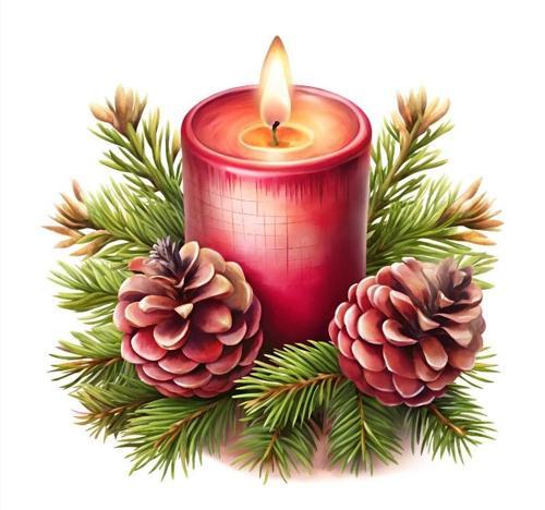 Kozalaklı Kırmızı Mum Duvar Stickerı