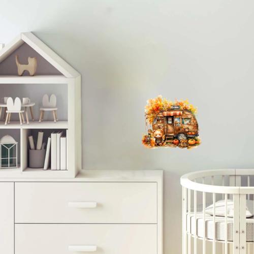 Kahve Molası Veren Ayıcık ve Karavan Duvar Stickerı
