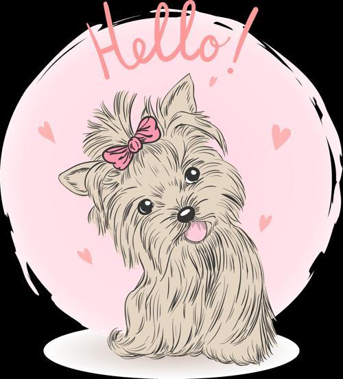 Hello! Yazılı Fiyonklu Köpek Duvar Stickerı