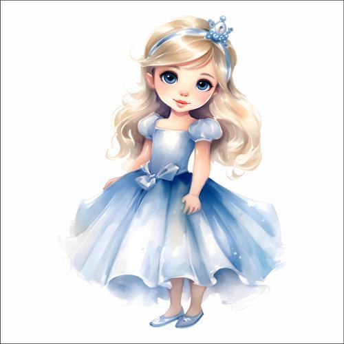 Mavi Elbiseli Tatlı Prenses Duvar Stickerı