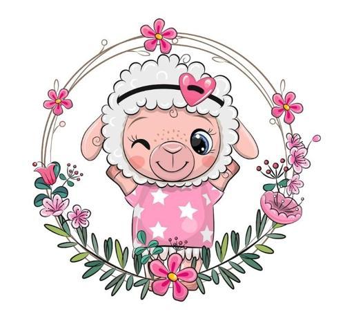 Kuzu Çiçek Çerçeveli Duvar Stickerı