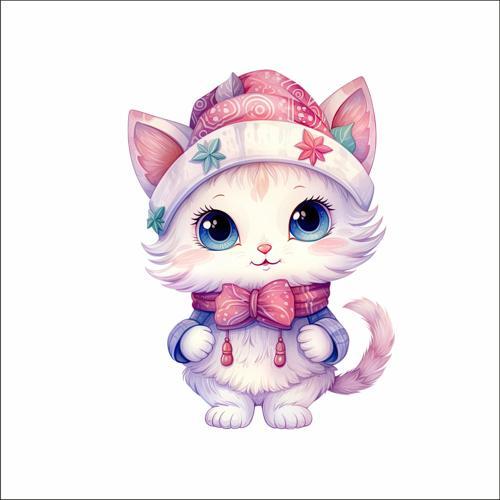 Kışlık Şapkalı Kedi Duvar Stickerı