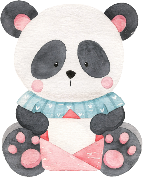 Mavi Kazaklı Panda ve Zarf Duvar Stickerı