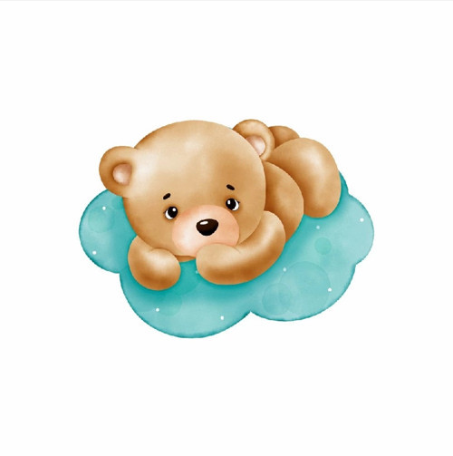 Mavi Bulut Üzerinde Yatan Ayıcık Duvar Stickerı