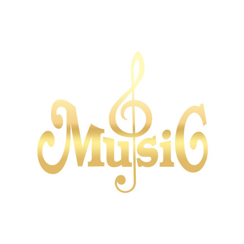 Müzik ve Nota Sticker 17x17 Cm Gold