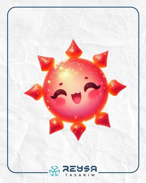 Mor-Turuncu Işıltılı Güneş Duvar Stickerı