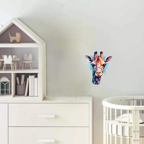 Mavi Tonlarında Benekli Zürafa Kafası Duvar Sticker'ı