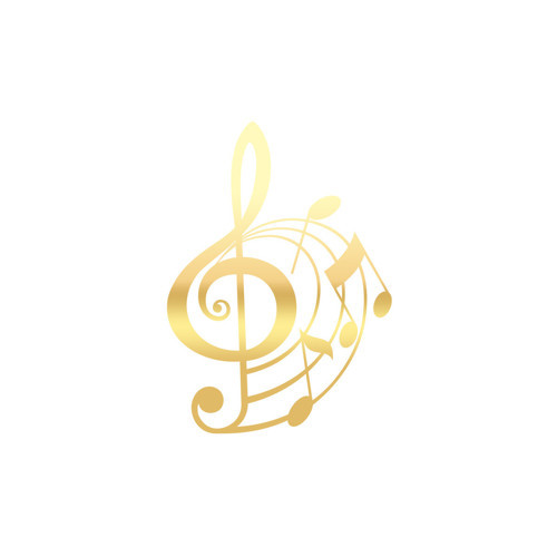 Müzik ve Nota Sticker 17x17 Cm Gold