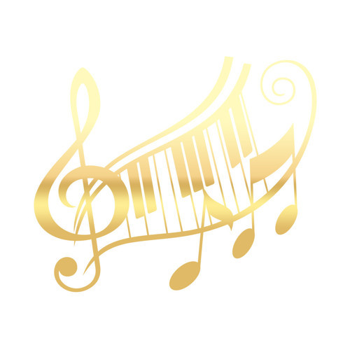 Müzik ve Nota Sticker 17x17 Cm Gold