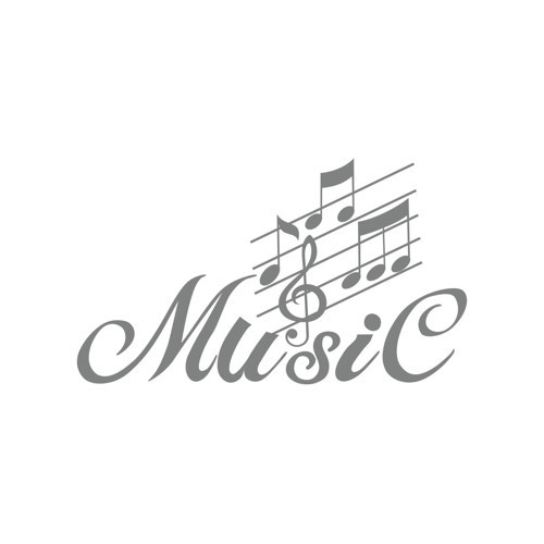 Müzik ve Nota Sticker 17x17 Cm Gri
