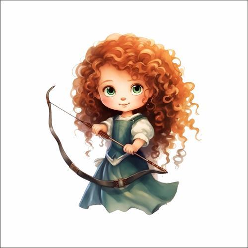 Okçu Cesur Kız Karakter Duvar Stickerı