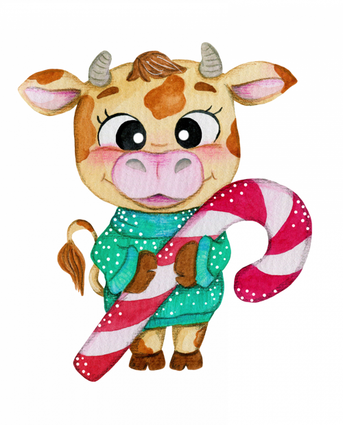 Noel Şekerlemeli İnek Duvar Stickerı