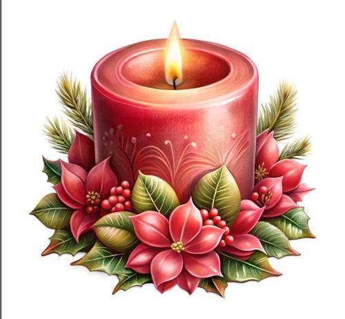 Kırmızı Noel Çiçekli Mum Duvar Stickerı