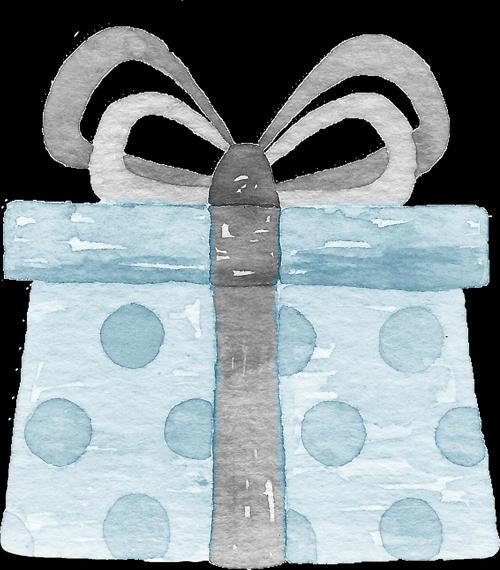 Puantiyeli Mavi Hediye Kutusu Duvar Stickerı