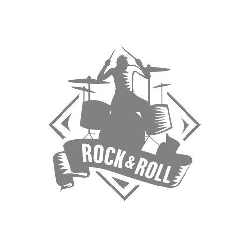 Rok & Roll Sticker 17x17 Cm Gri