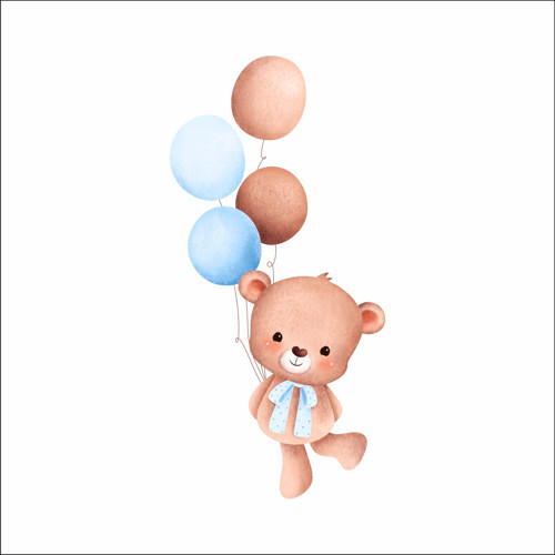 Renkli Balonlu Neşeli Ayıcık Duvar Stickerı