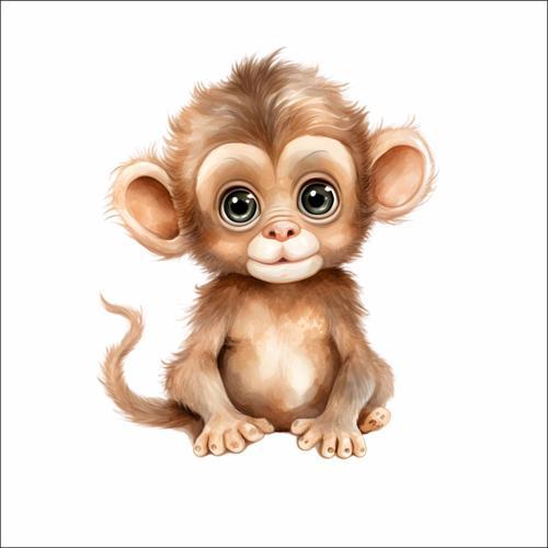 Sevimli Maymun Sticker 1