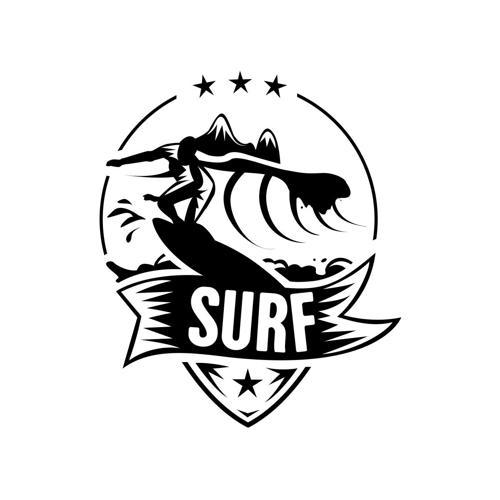 Surf Sticker 17x17 Cm Siyah