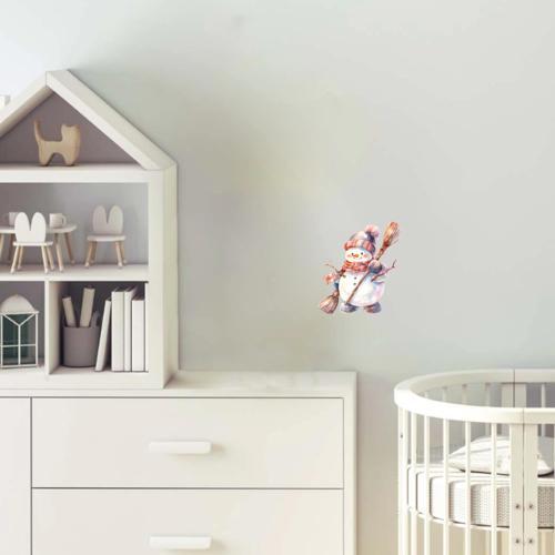 Süpürgeli Karlı Adam Duvar Stickerı