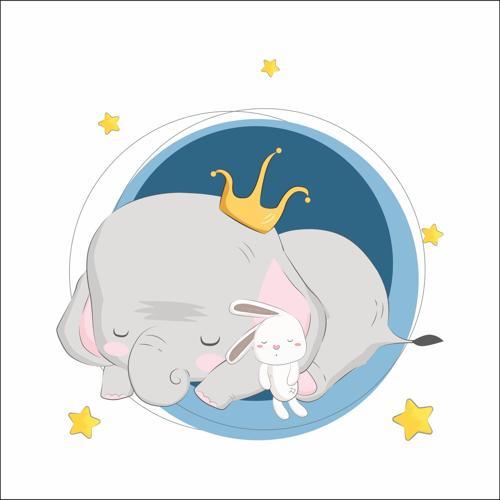 Uyuyan Fil ve Tavşan Sticker