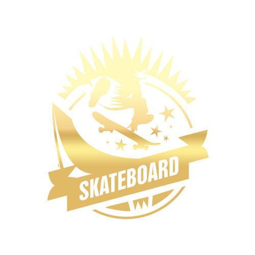 Skate Board Sticker 17x17 Cm Gold