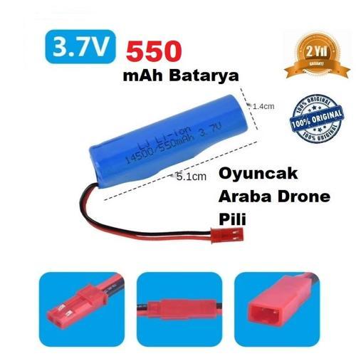 550 Mah Li-on 3.7v Kırmızı Soket Drone Pili Oyuncak Araba Pili 14500