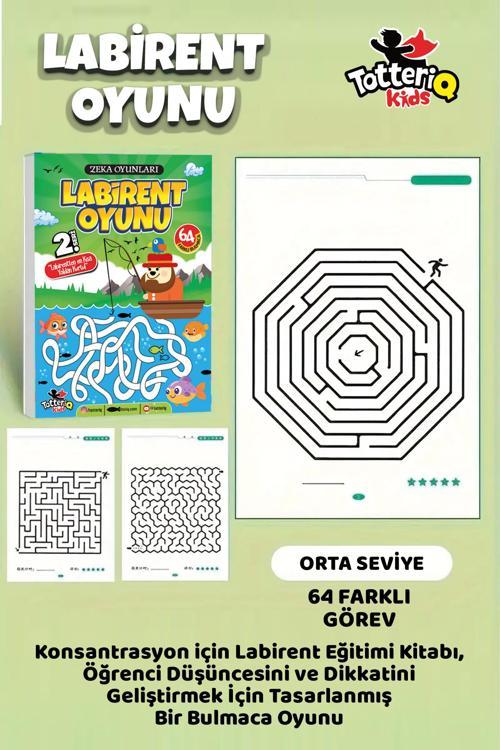 Labirent Oyunu 2. Seviye – 64 Görevlik Orta Zorluk Zeka Ve Dikkat Geliştirme Seti