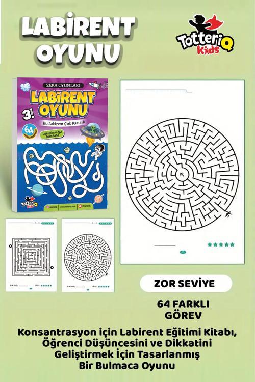 Labirent Oyunu 3. Seviye – 64 Görevlik Zor Zeka Ve Dikkat Geliştirme Seti
