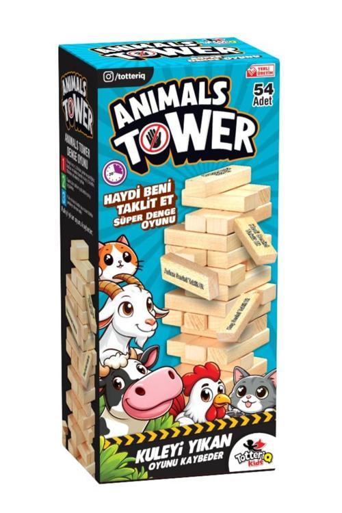 Animals Cezalı Jenga Tower Denge Oyunu 54 Adet Farklı Hayvan Taklidi