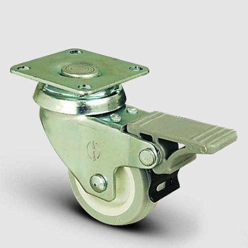 EP01ZKC75F Frenli Şeffaf Tekerlek Tablalı Çap:75 50 Kg Taşır