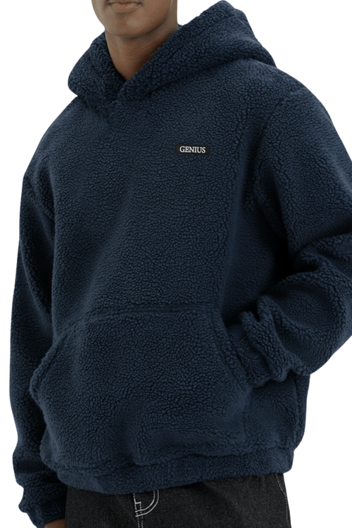 Genıus Store Erkek Kapüşonlu Polar Sherpa Kuzu Kumaş İçi Şardonlu Kapüşonlu Sweatshırt SHERPA-KAP