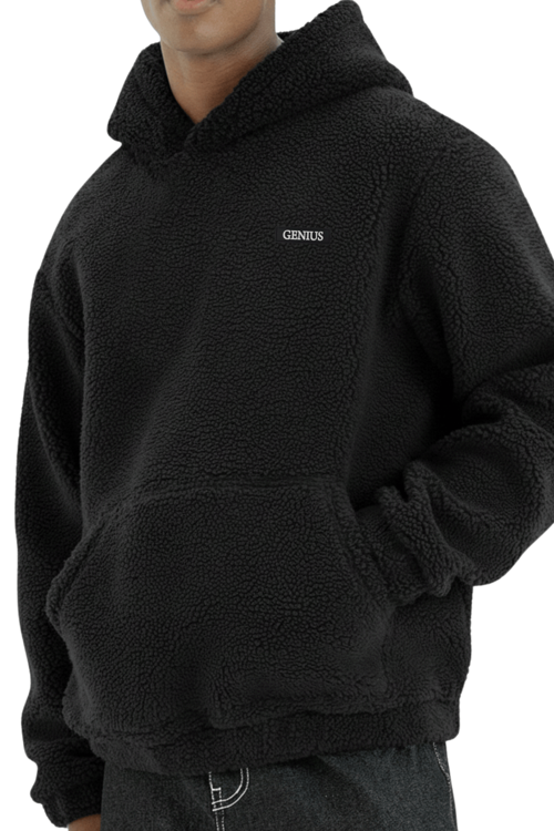 Genıus Store Erkek Kapüşonlu Polar Sherpa Kuzu Kumaş İçi Şardonlu Kapüşonlu Sweatshırt SHERPA-KAP