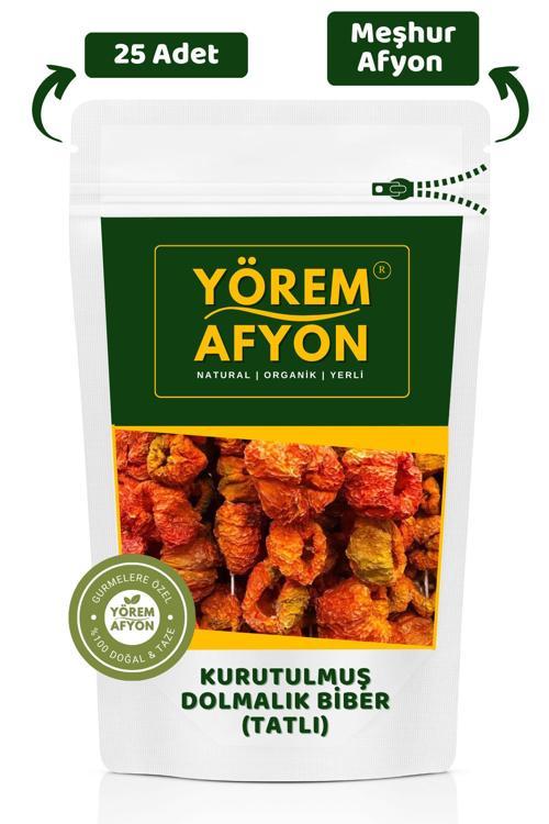 Afyon Yöresinden Anadolu Tencerelerinin Kırmızı Gülü Hakiki Kurutulmuş Dolmalık Köy Biberi | 25 Adet
