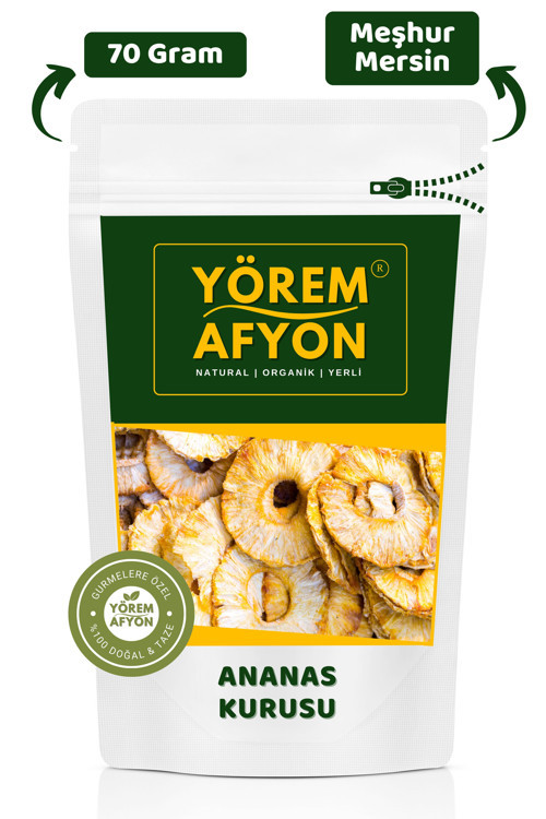 Meşhur Mersin Yöresinden %100 Meyve Glütensiz Yaprak Ananas Kurusu, Cips {Ananas Comosus} | 70Gr.