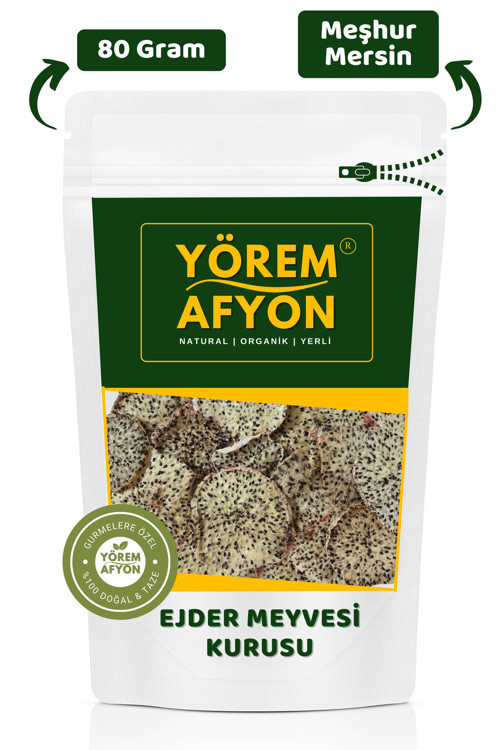 Yörem Afyon Diyet Dostu Glütensiz Besin Değerleri Korunarak Kurutulmuş Beyaz Ejder Meyvesi | 80Gr.
