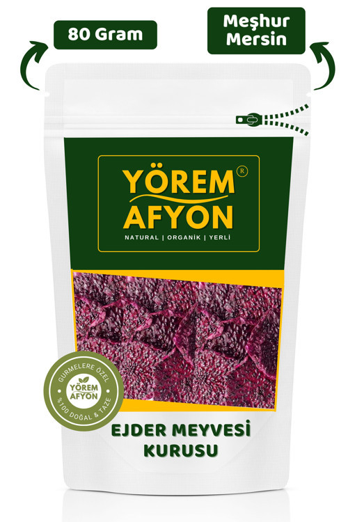Yörem Afyon Diyet Dostu Glütensiz Besin Değerleri Korunarak Kurutulmuş Kırmızı Ejder Meyvesi | 80Gr.