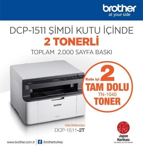 DCP-1511-2T MONO LAZER YAZ/TAR/FOT (2 TAM DOLU TONER)